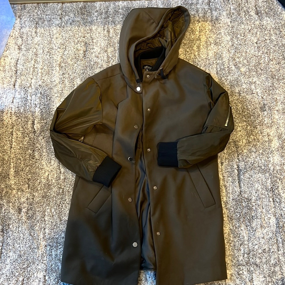 Top Shop Olive Green Coat View 3